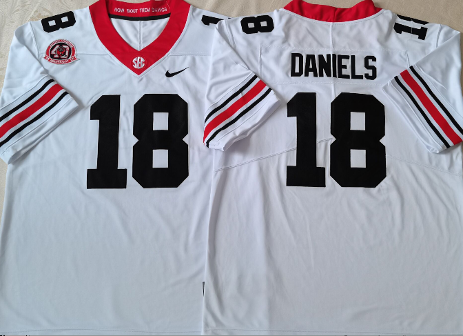 Men's Georgia Bulldogs JT Daniels #18 White Jersey